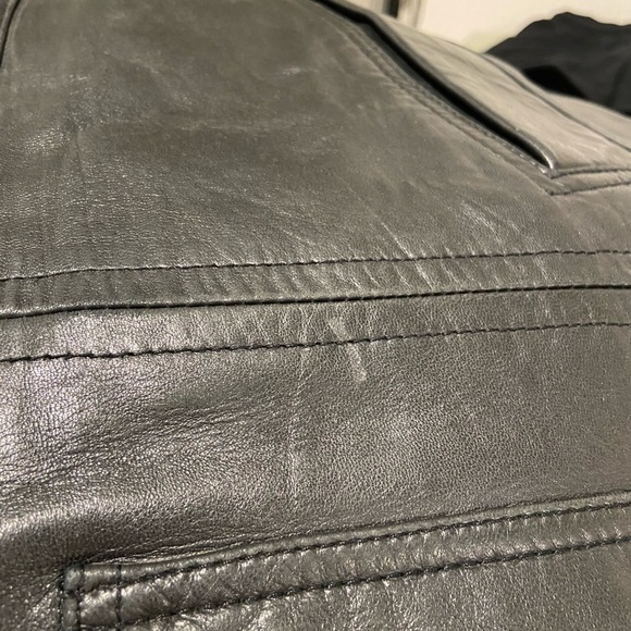 RARE Vintage Nautica genuine leather men’s black button‎ pocket zip jacket coat - Picture 11 of 14